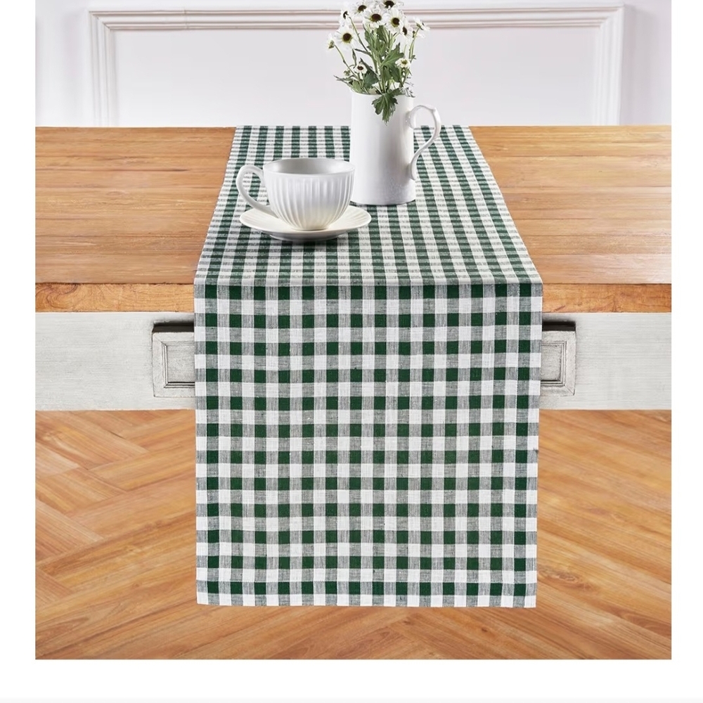 Green Checkered Table Runner